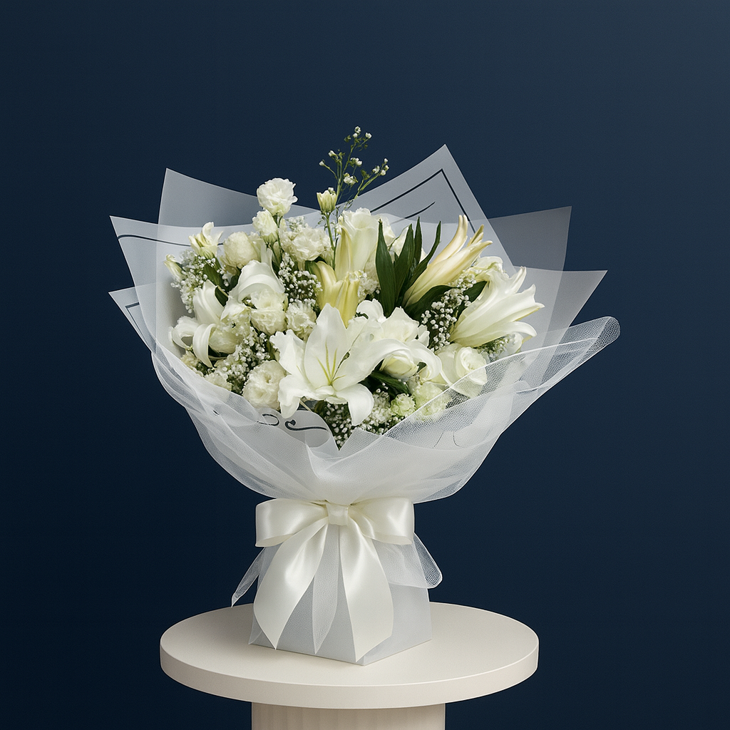 A classy and elegant white bouquet