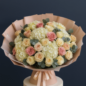 IMG_8719 Elegant Pastel Rose & Hydrangea Harmony – Mixed Bouquet