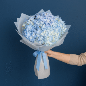 IMG_8753 Blue Harmony Hydrangea Bouquet – 8 Stems