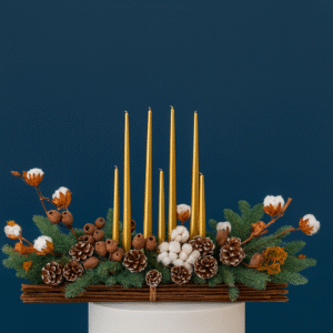 IMG_9109 Winter Gold Candle Centerpiece