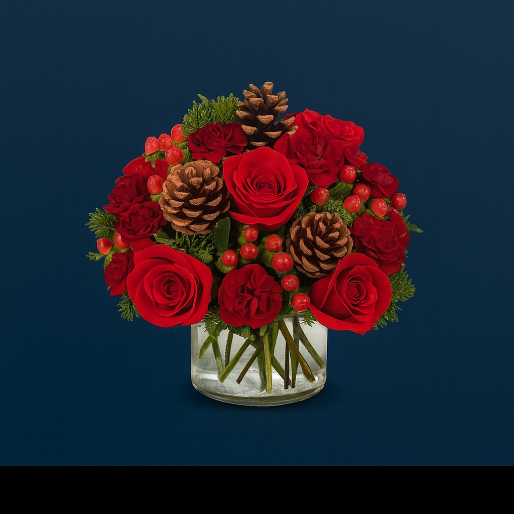 Red Winter Glow Vase